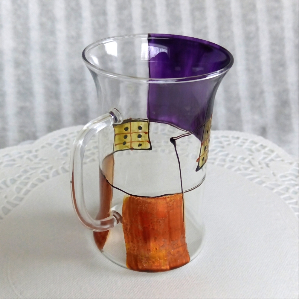 Vintage 4x Irish Coffee Glass Tumblers Hand-Painted Purple & Metallic Gold - Picture 16 of 17